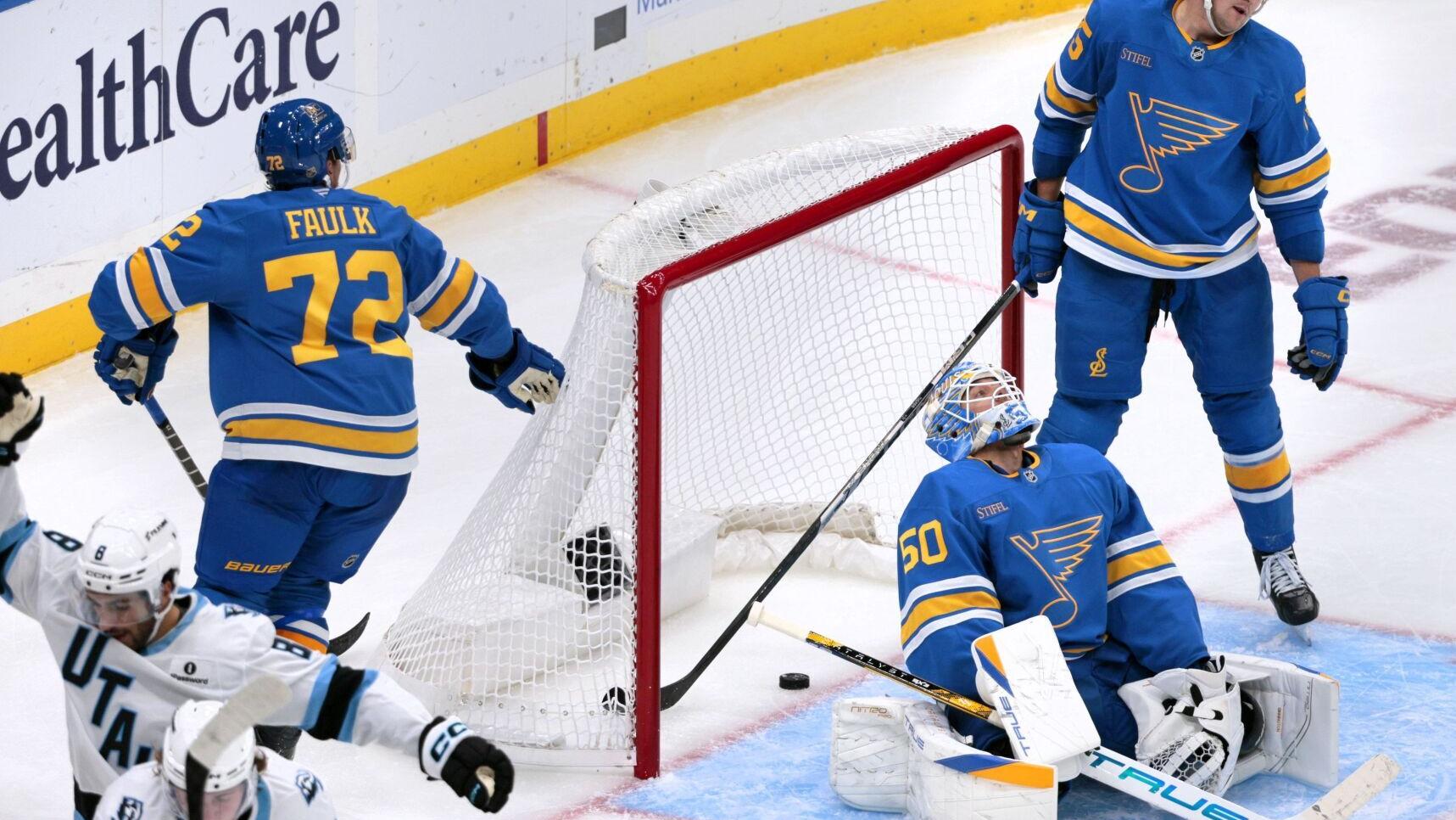 First-period struggles, home-ice woes continue to mount for Blues in loss to Utah
